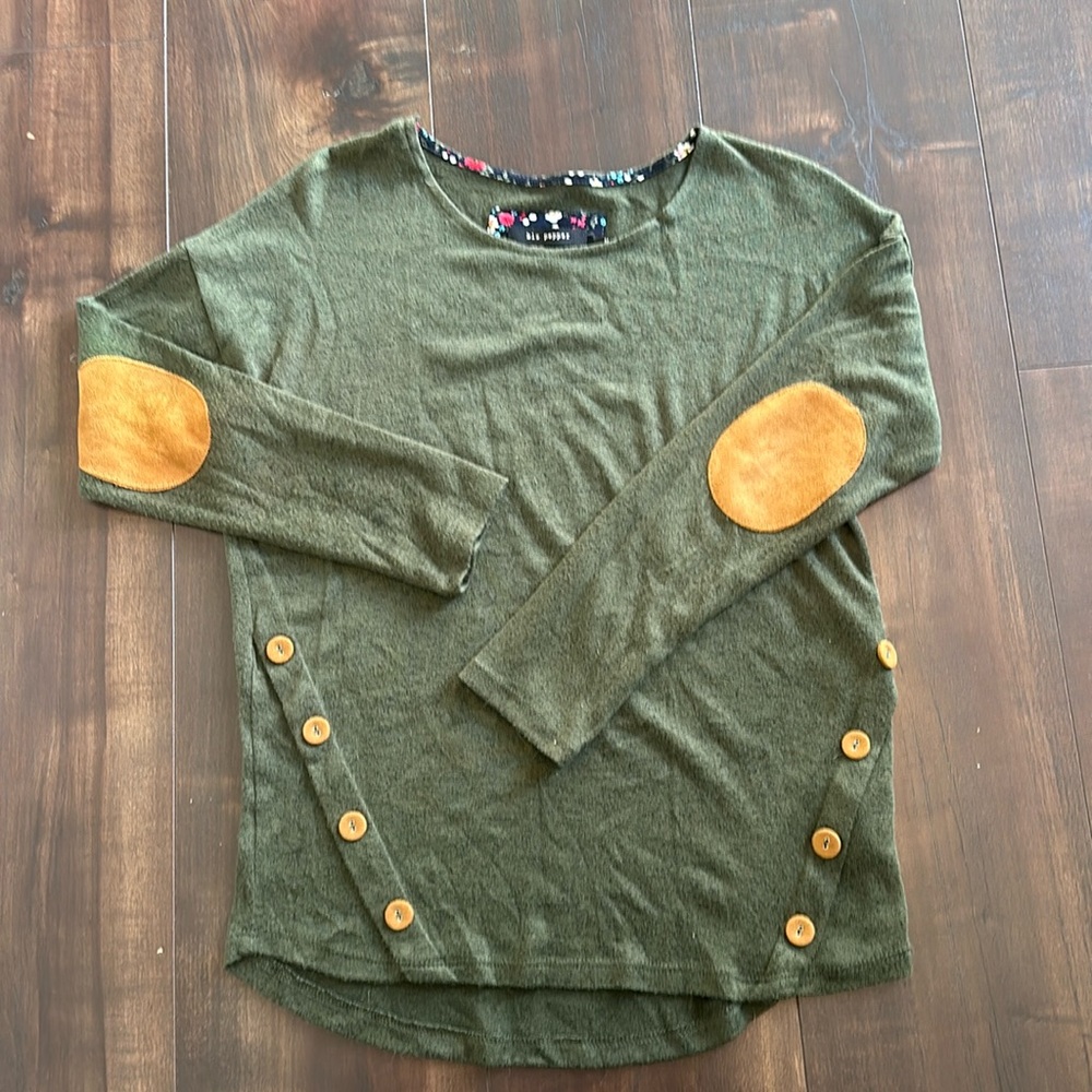 Green Blouse with Mustard Details